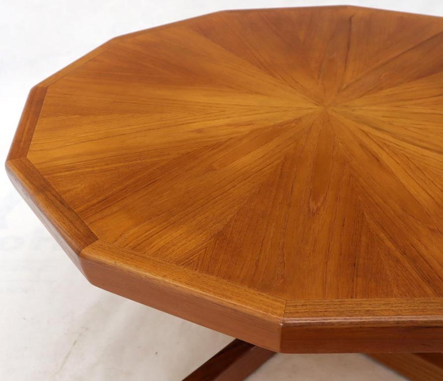 Danish Mid-Century Modern Hexagon Top Heavy Cross Base Coffee Table