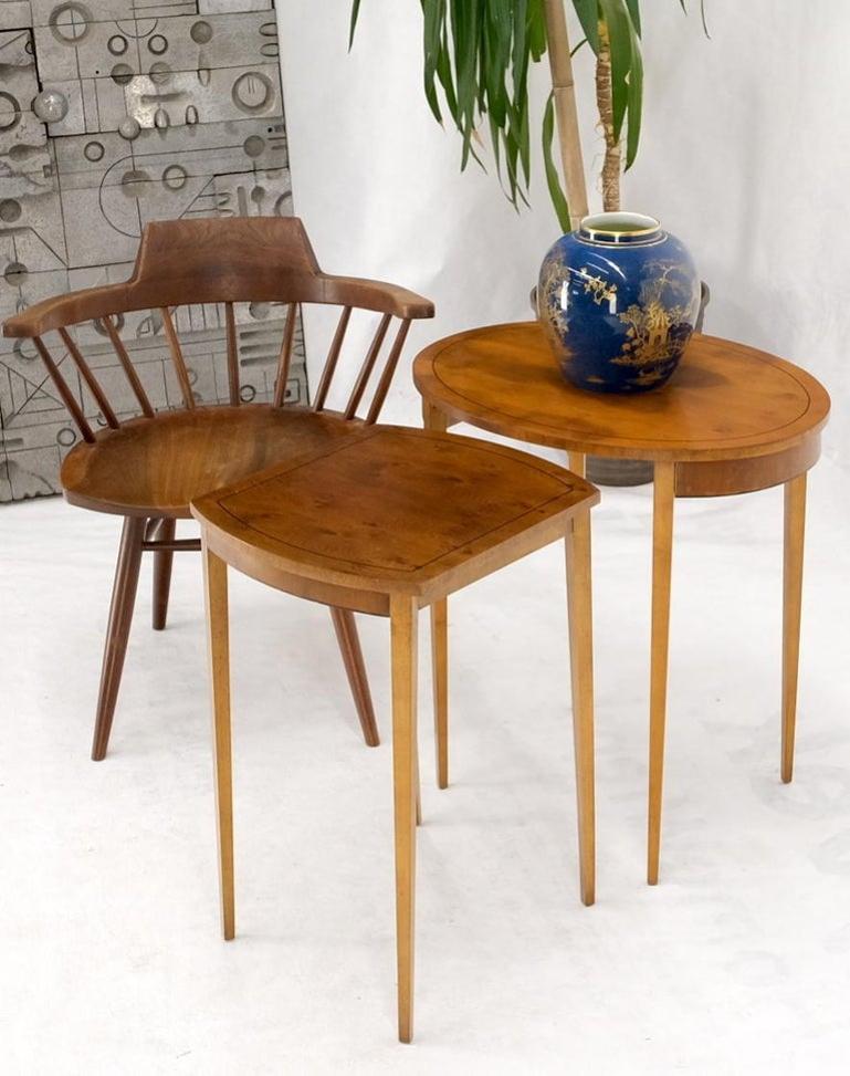 Set of Burl Wood Oval Nesting Tables by Baker