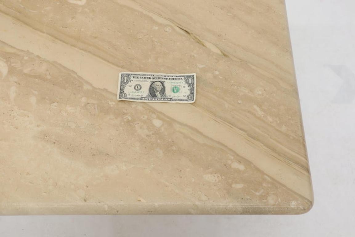 Pair of Marble or Travertine Square Side End Tables