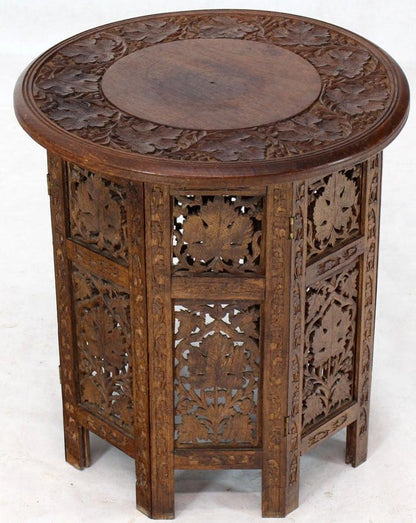 Pierced Carving Folding Round Side Occasional Table