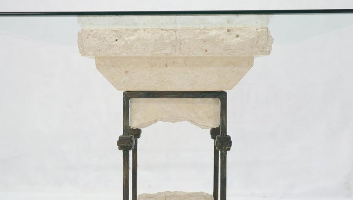 Single Suspended Pedestal Base Square Glass Top Side Table