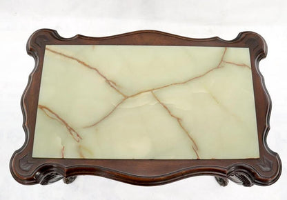 Onyx Marble Top Carved Cherubs Walnut Side End Coffee Table