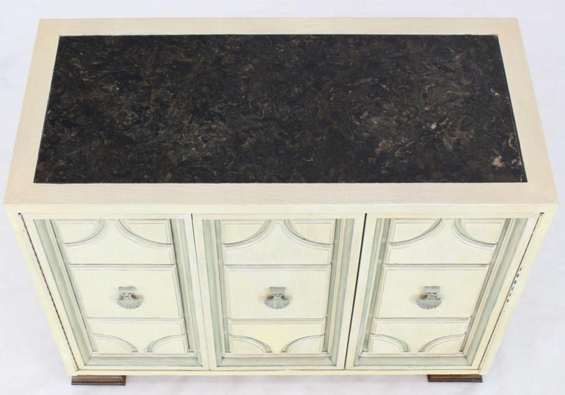 Marble Two Tone Finish Folding Doors Bachelor Chest Cabinet Dorothy Draper Style