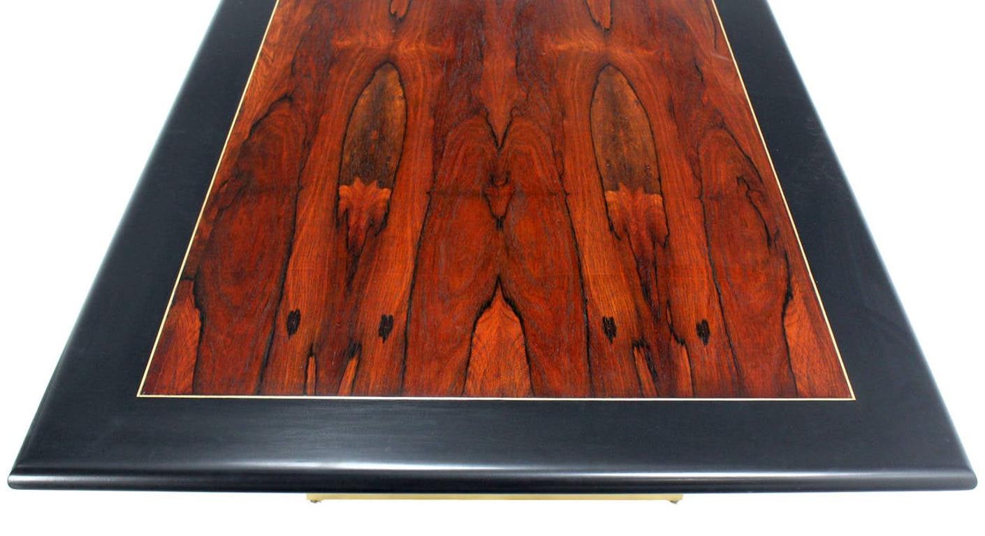 Pedestal Base Brass Rosewood and Ebonised Walnut Dining Table