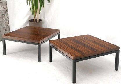 Pair of Large Square Rosewood Coffee Side End Tables Black Bases MINT Baughman