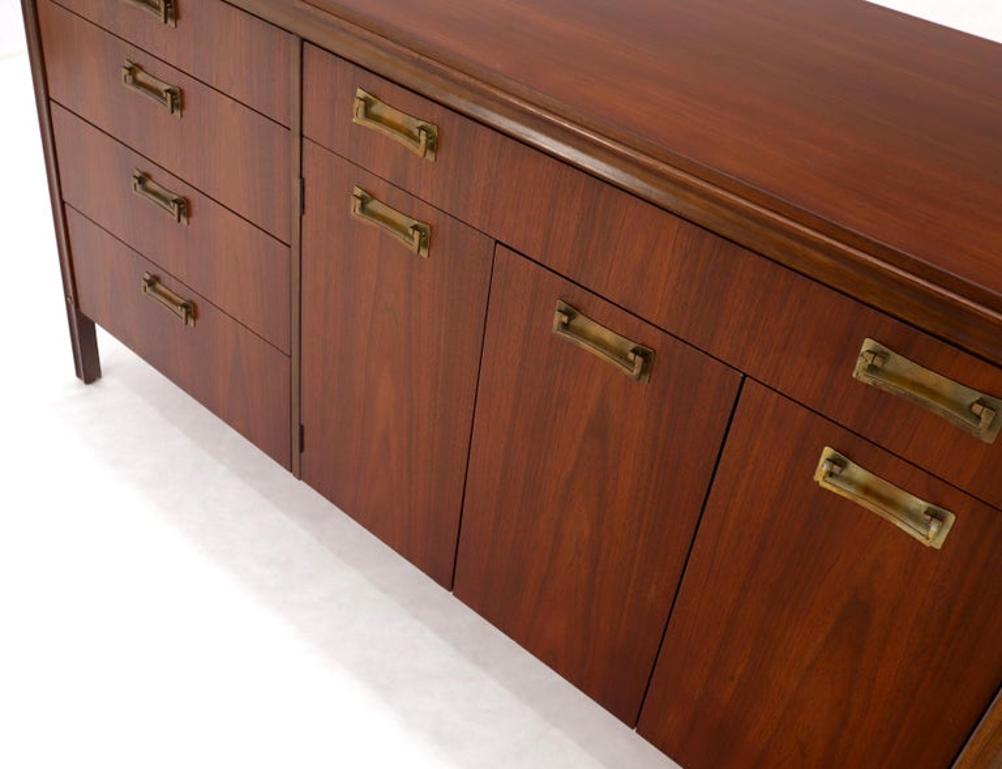 Mid-Century Modern Credenza Dresser Cabinet with Bifold Door and Five Drawers