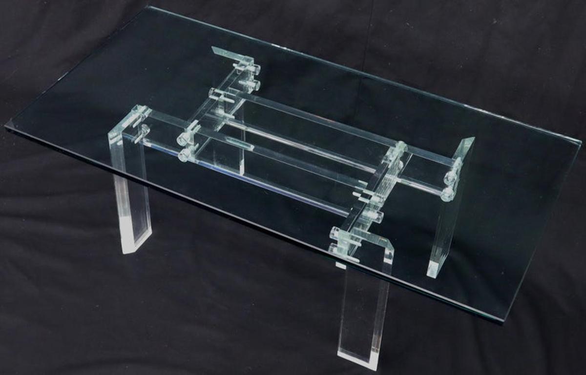 Rectangular Glass top Lucite Base Coffee Table