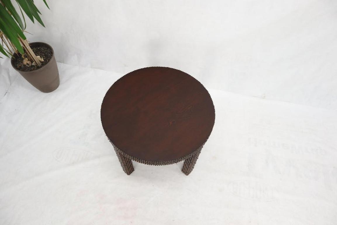 Mid-Century Modern Faux Bamboo Round Side Occasional Table