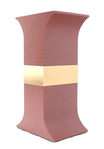 Grasscloth Wrapped Three Mid Century Modern Pink Lacquer Brass Trim Pedestals