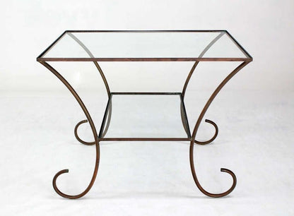 Large Deco Style Solid Brass Serving Console Hall Table circa 1930s Nice Patina