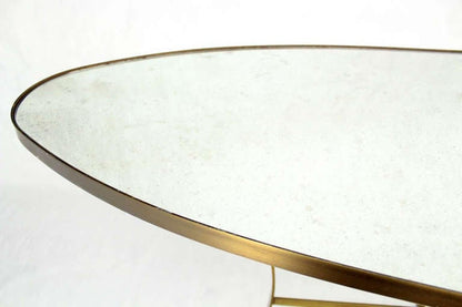 Large Brass Oval Mirrored Top 39"h Bar Hight Table Display Center Console MINT!