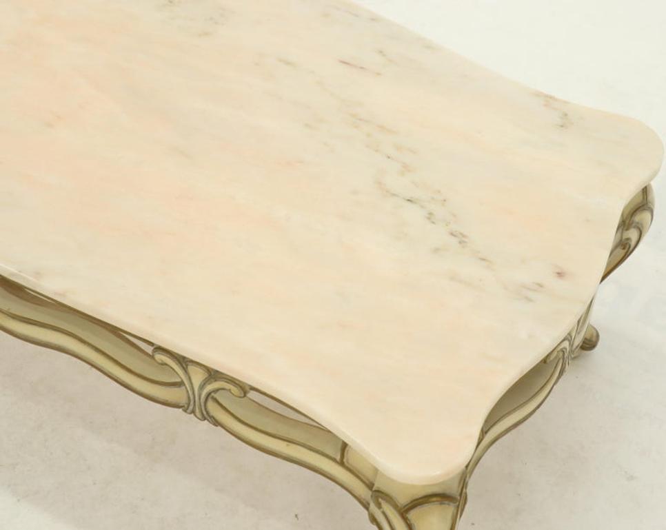 Marble to Pierced Carving Country French Provincial Coffee Table Cabriole Legs