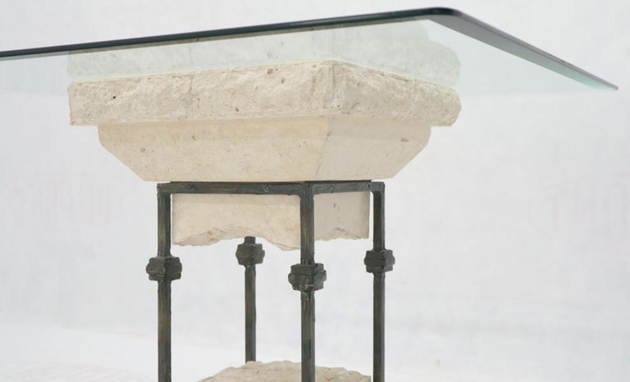 Single Suspended Pedestal Base Square Glass Top Side Table