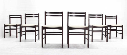 Six Mid Century Danish Modern Rosewood Dining Chairs New Upholstery