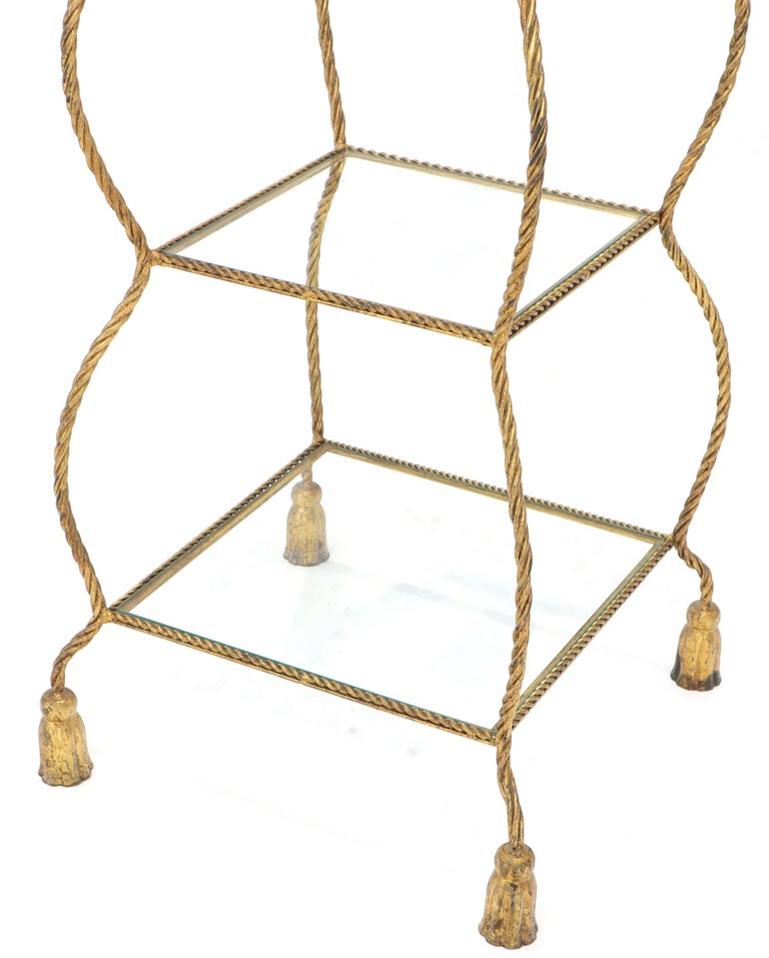 5-Tier Twisted Metal Gilt Rope Tassel Feet Pyramid Shape Étagère Display Shelf