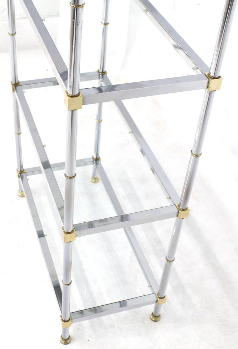 Brass Chrome Glass Tall Etagere