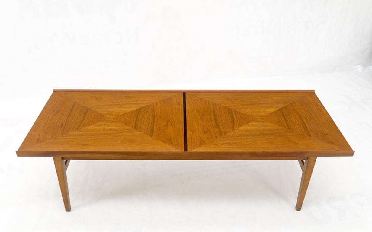 Danish Mid-Century Modern Walnut Long Rectangle Coffee Table W Rolled Edge Mint!