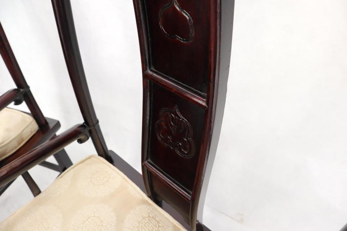 Pair of Chinese Rosewood Nicely Carved Arm Side Chairs