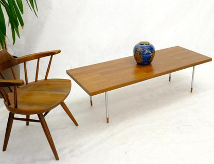 Danish Mid-Century Modern Rectangle Coffee Table on Chrome Cylinder Legs