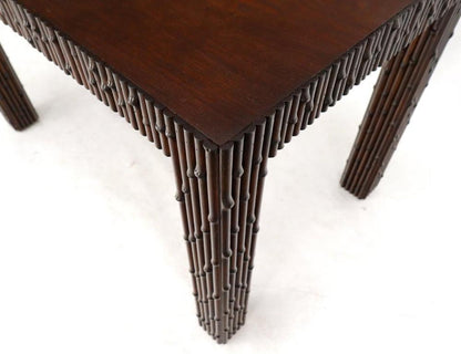 Faux Bamboo Rectangle Walnut Finish Side End Coffee Table