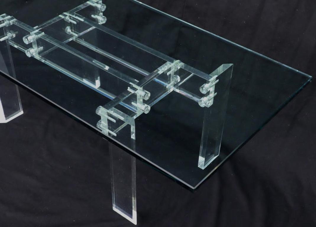 Rectangular Glass top Lucite Base Coffee Table