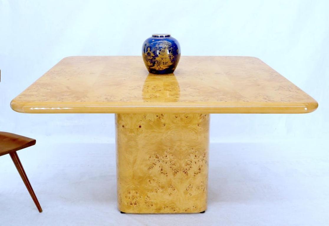 Square Dining Conference Table Wrapped in Burl Wood by Habitat