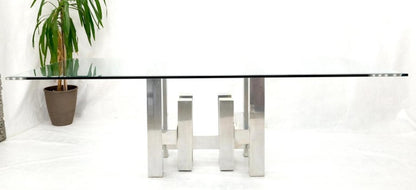 Cityscape Aluminum Base Large Rectangle Glass Top Dining Conference Paul Mayen