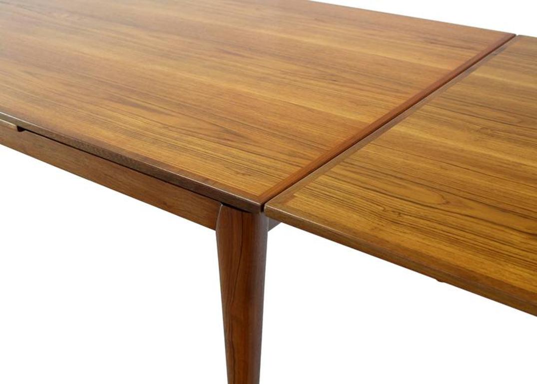 Large Heavy Tapered Legs Danish Modern Teak Table