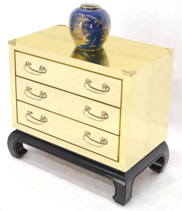 Brass Clad Decorative Three Drawers Chest