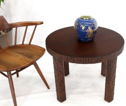 Mid-Century Modern Faux Bamboo Round Side Occasional Table