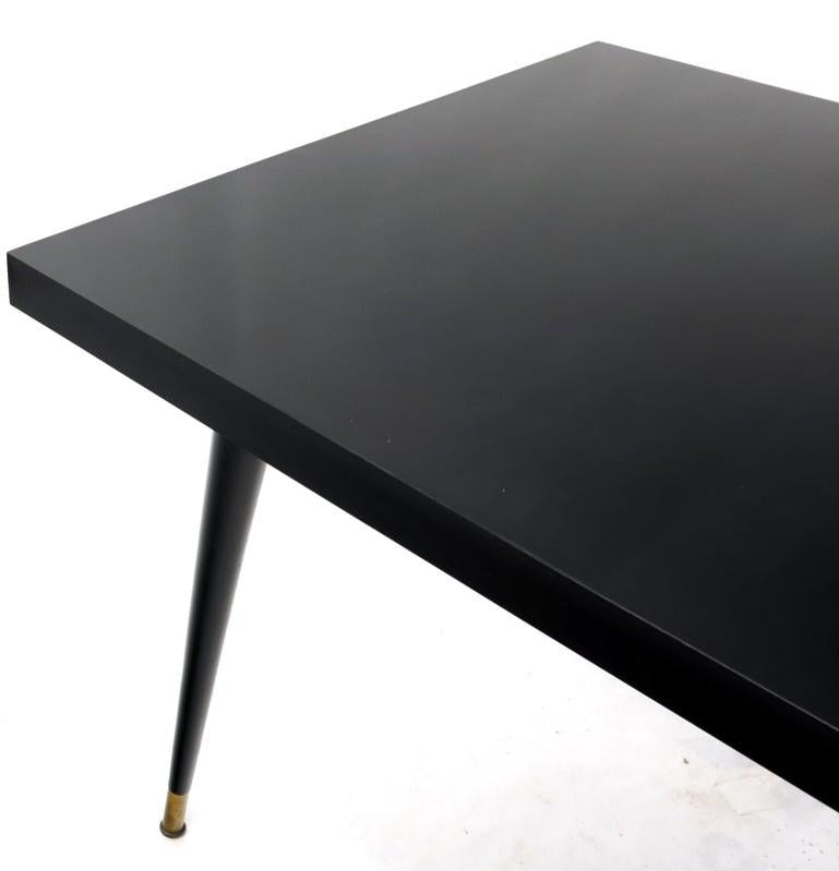 Black Laminate Tapered Dowel Legs Dining Table with Extension Board