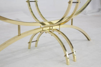 Oval Brass & Glass Coffee Table