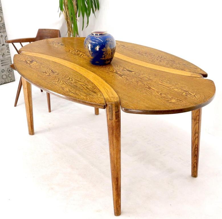 Studio Made Sculptural Legs Oval Shape Dining Table on Tapered Legs