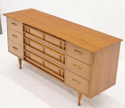Mid-Century Modern Light American Walnut 9 Drawers Dresser
