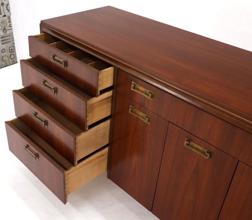 Mid-Century Modern Credenza Dresser Cabinet with Bifold Door and Five Drawers