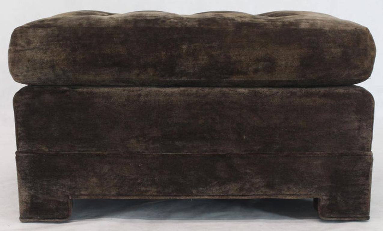 Large Square Deep Bronze Velvet Upholstery Tufted Upholstery Ottoman Footstool