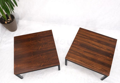 Pair of Large Square Rosewood Coffee Side End Tables Black Bases MINT Baughman