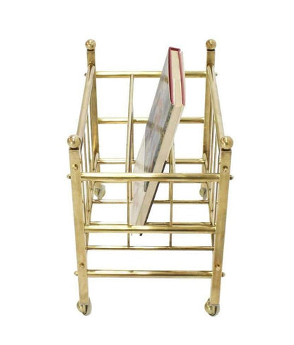 Mid-Century Modern Solid Brass Magazine Rack