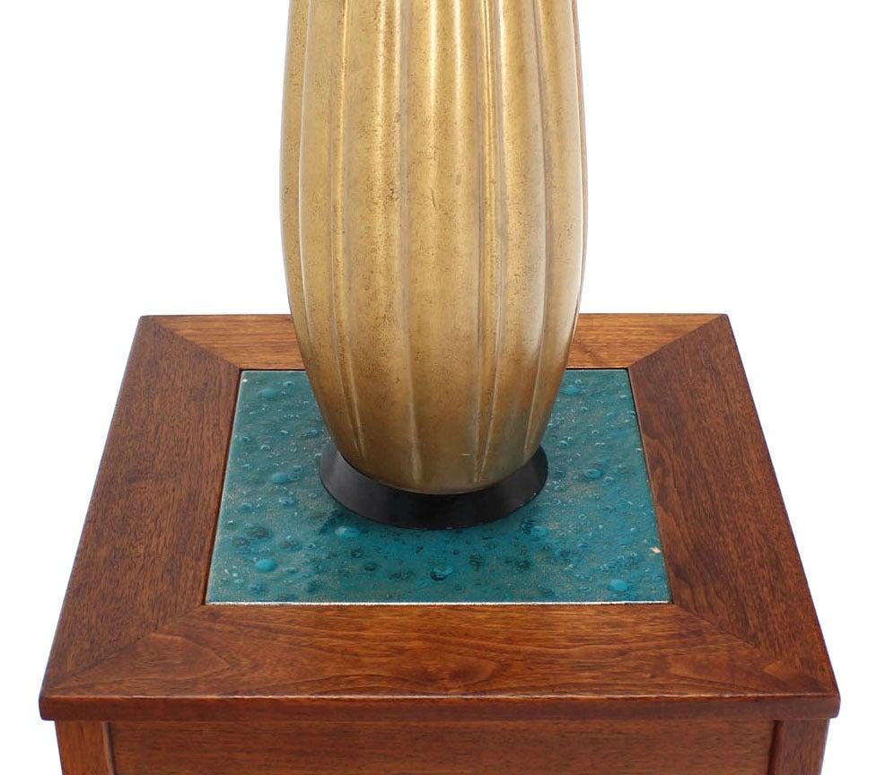 Midcentury 37" Tall Carved Gilt Vegetable Squash Shape Table Lamp circa 1970s