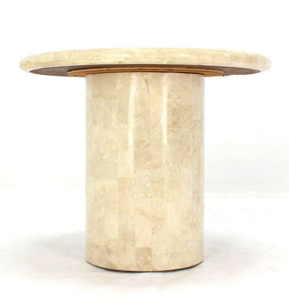 Mid Century Modern Tessellated Stone Veneer End Side Lamp Table Pedestal Stand