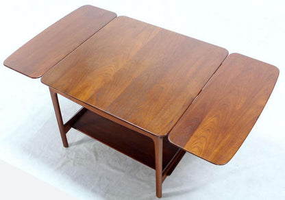 John Stuart Danish Mid Century Modern Solid Teak Drop Leaf Coffee Center Table