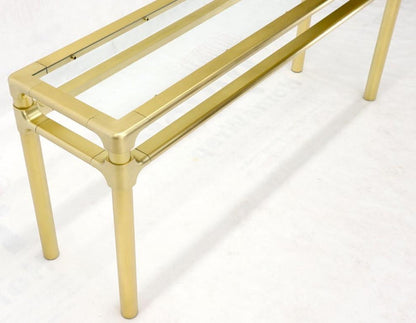 Solid Brass Profile Base Glass Top Mid-Century Modern Console Sofa Table