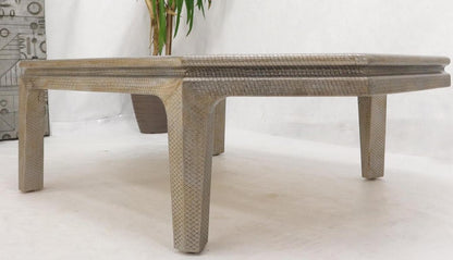 Embossed Leather Rapped Boat Shape Coffee Table