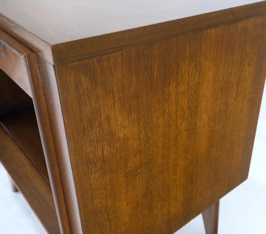 Pair Walnut One Drawer Mid-Century Modern End Tables Night Stands Mint!