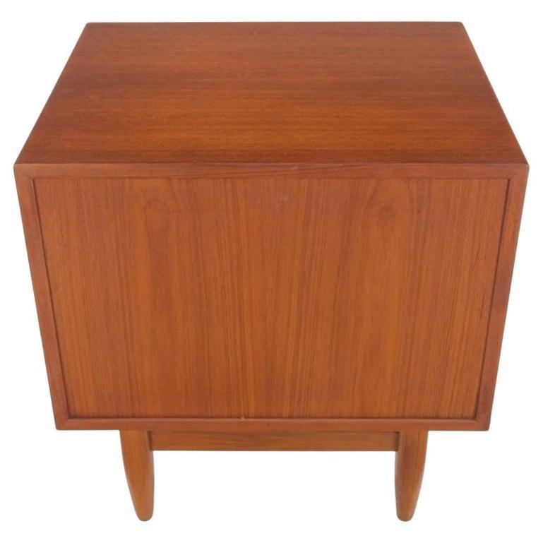 Danish Mid-Century Modern Teak Side End Table Night Stand Tambour Doors Falster