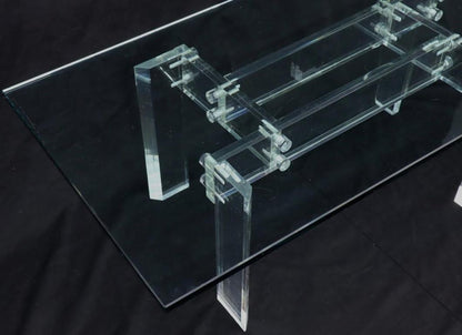 Rectangular Glass top Lucite Base Coffee Table