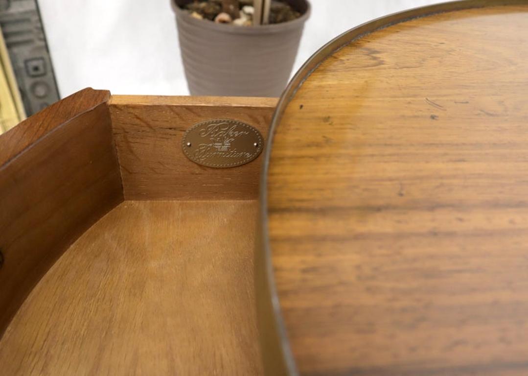 Oval Brass Gallery One-Drawer End Side Table in Bleached Rosewood by Baker