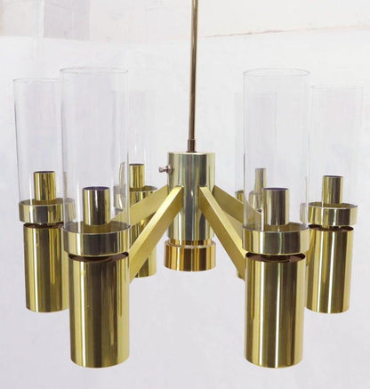 7 Bulbs 6 Point Geometric 3 Way Italian Light Fixture Chandelier Parzinger Style