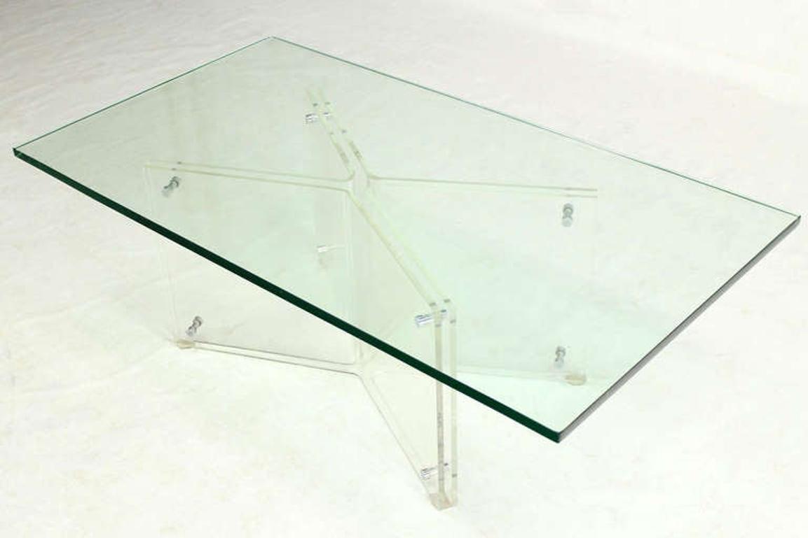 Mid-Century Modern Lucite Base and Glass-Top Coffee Table