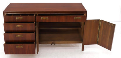 Mid-Century Modern Credenza Dresser Cabinet with Bifold Door and Five Drawers